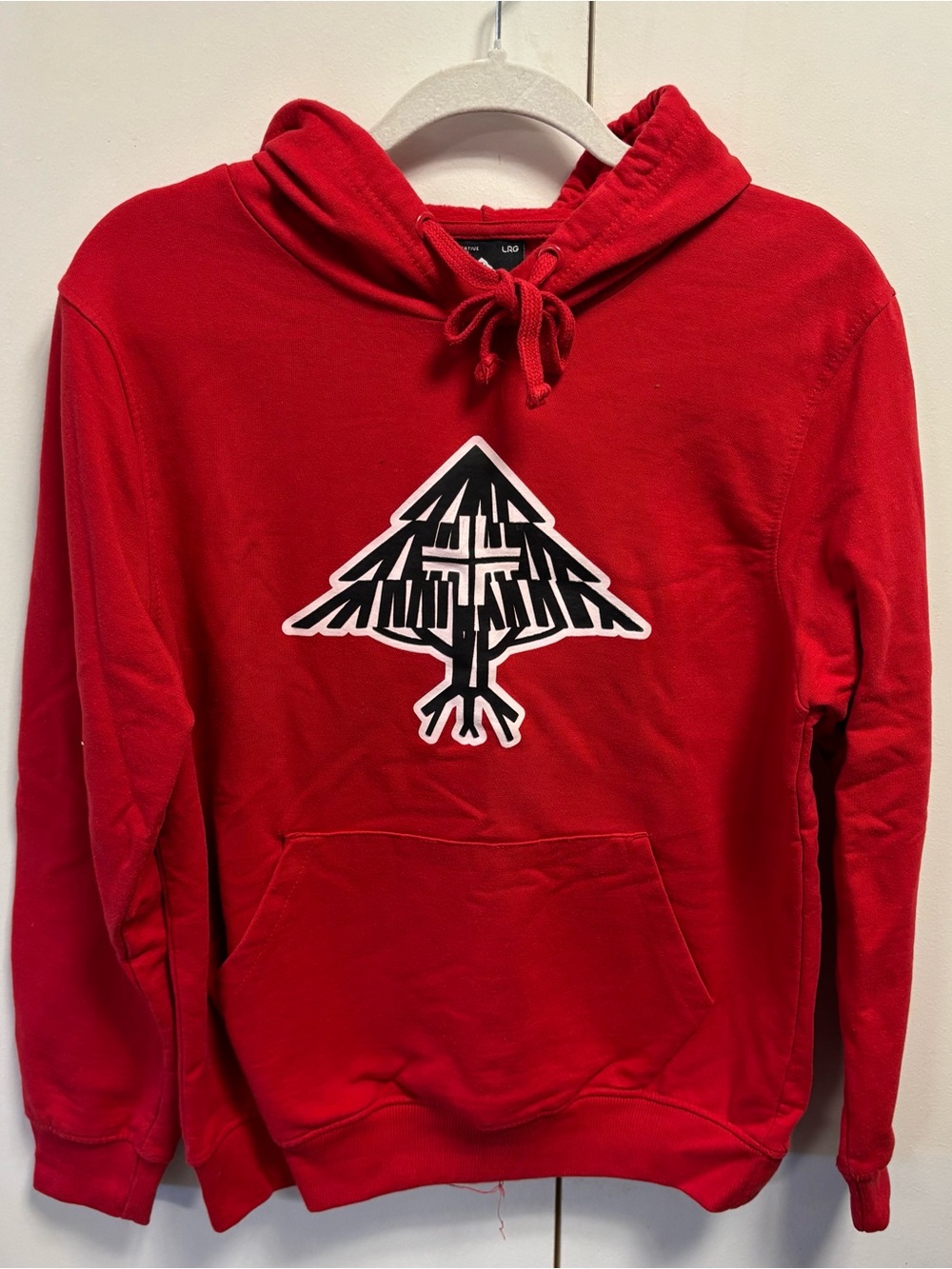 LRG Red Pullover Hoodie Sweatshirt Men's S Graphic Logo Heavyweight Casual